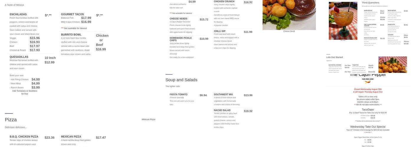 Cajun Pepper Menu
