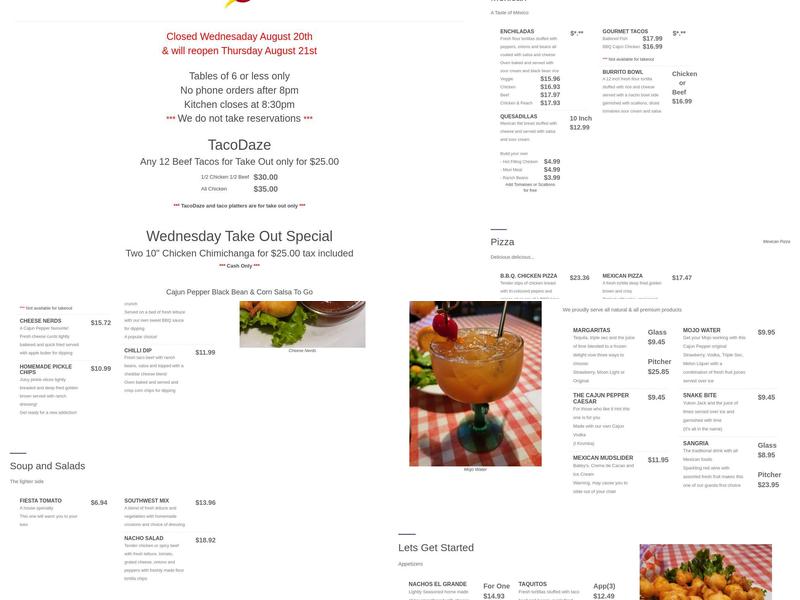 Cajun Pepper Menu