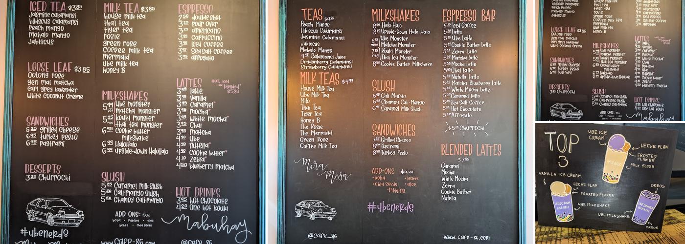 Cafe 86 - Mira Mesa Menu