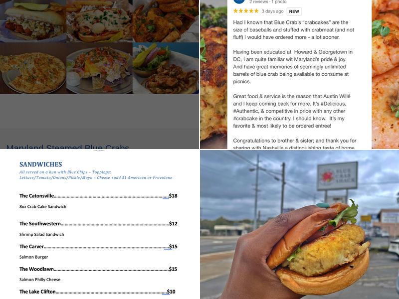 Blue Crab Shack The 'Ville Menu