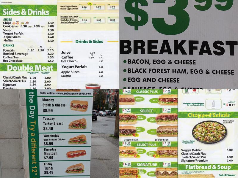 Subway Menu