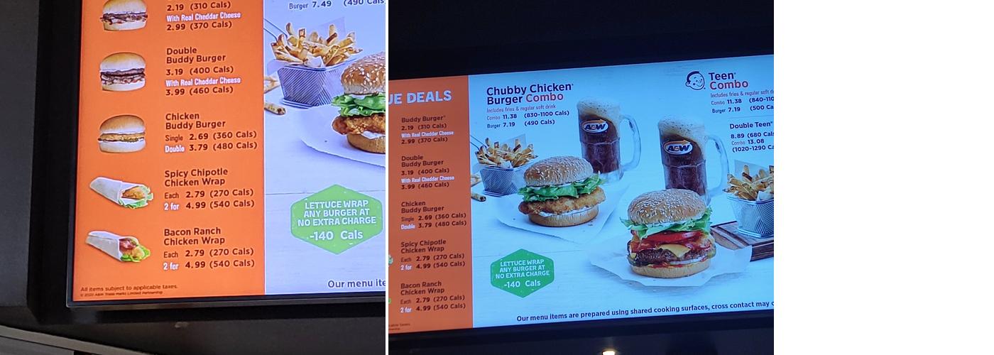 A&W Canada Menu