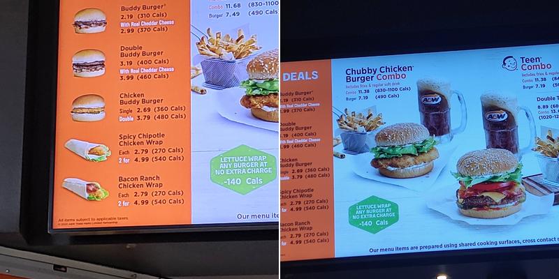 A&W Canada Menu