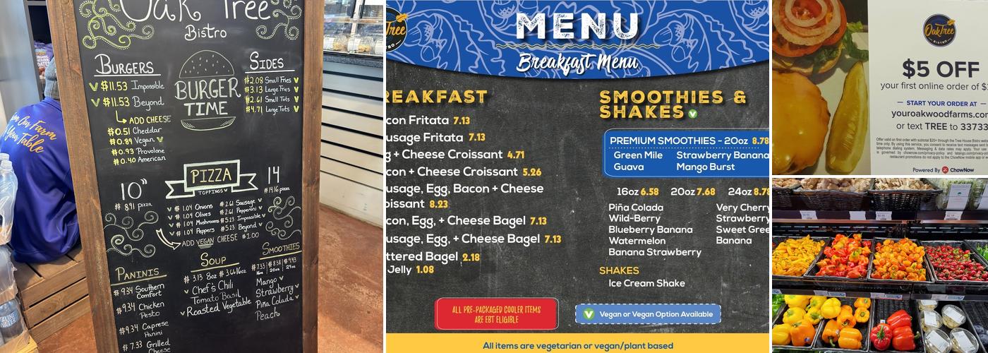 Oak Tree Bistro Menu