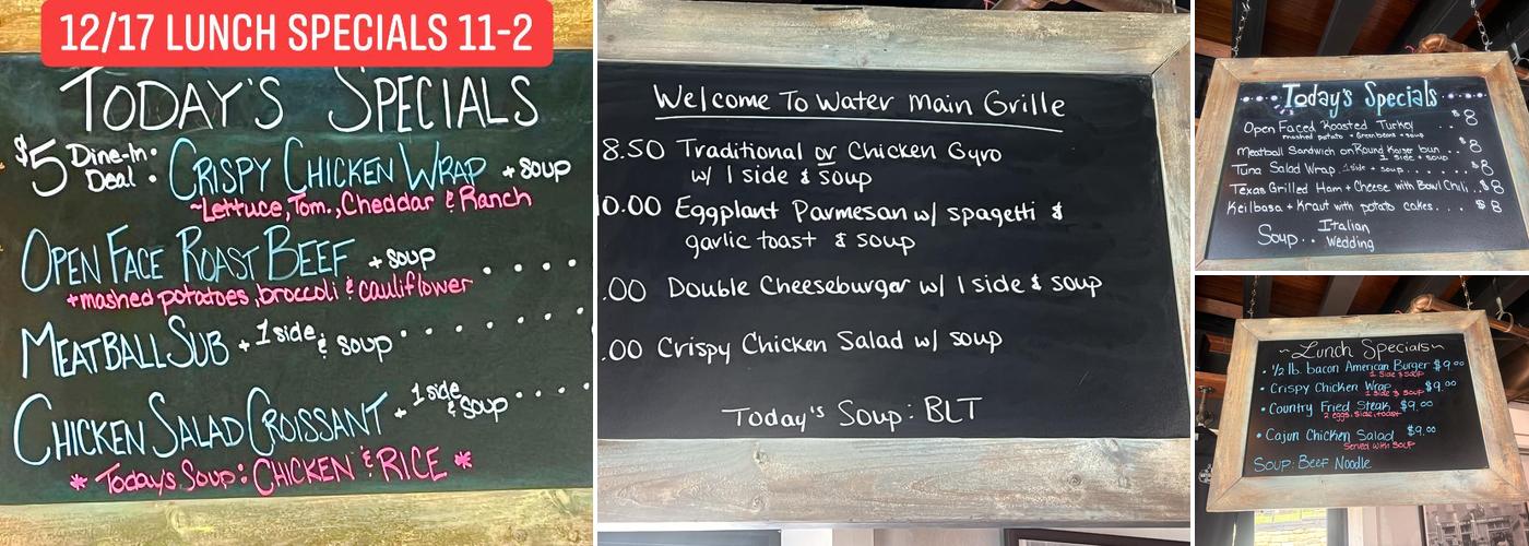 Water Main Grille Menu