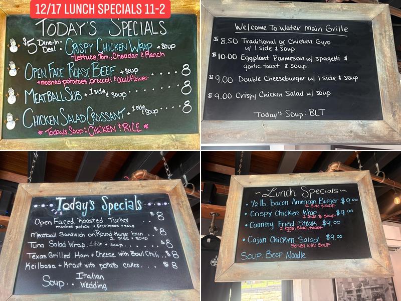 Water Main Grille Menu