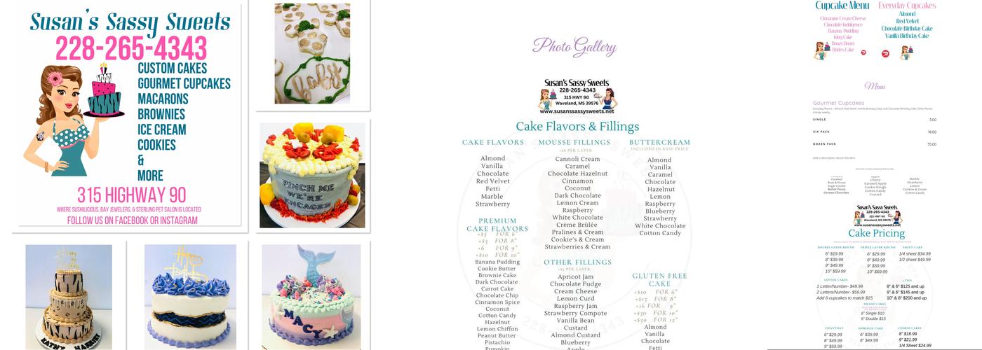 Susan’s Sassy Sweets Menu