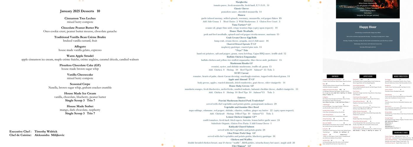 SURV Restaurant Menu