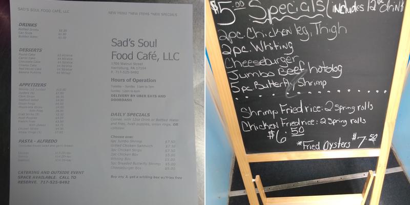Sad's Soul Food Cafe Menu