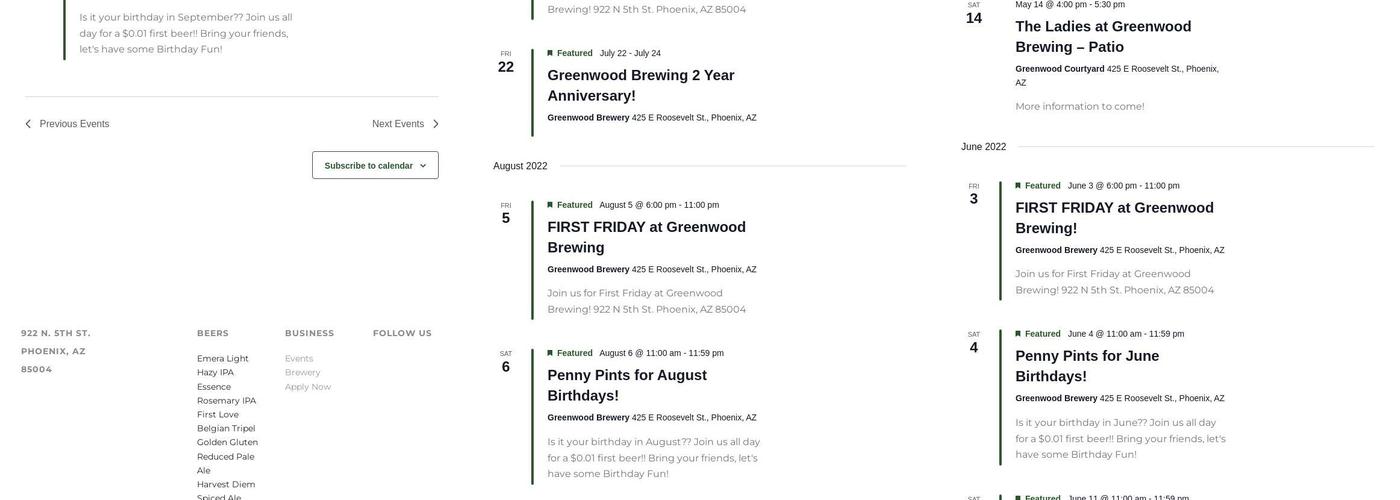 Greenwood Brewing Menu