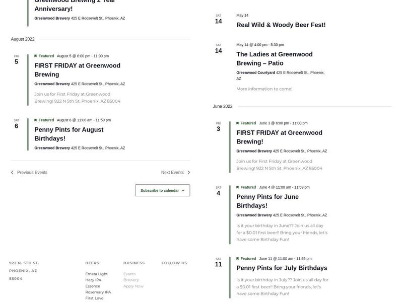 Greenwood Brewing Menu