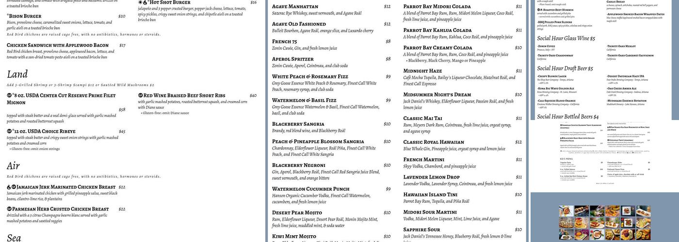 Essence Kitchen + Bar Menu