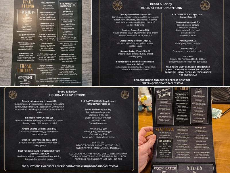 Brood and Barley Menu