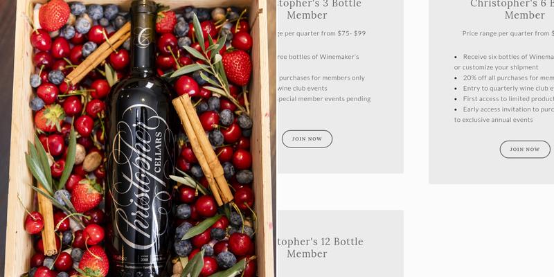 Christopher Cellars Menu