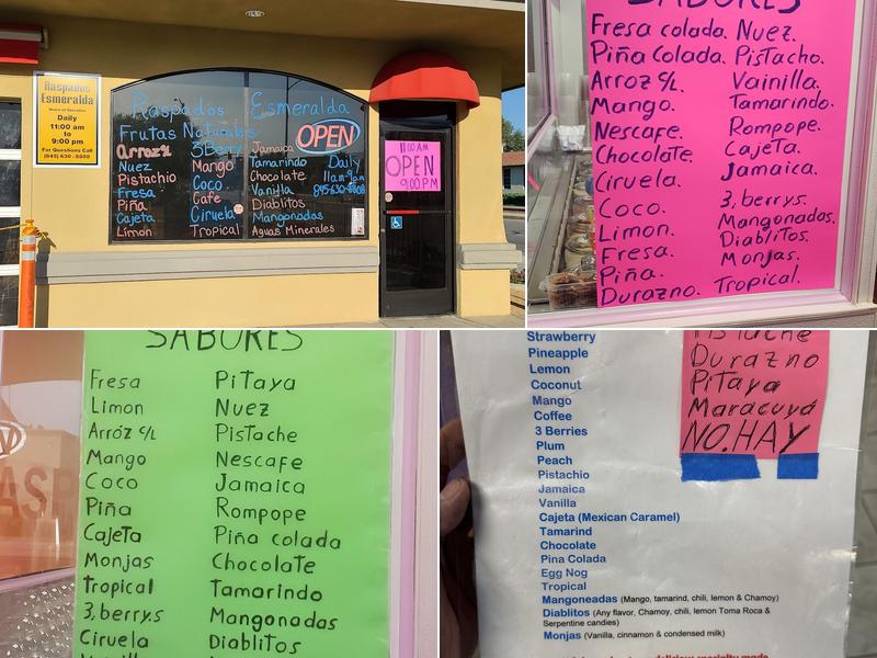 Raspados Esmeralda Menu