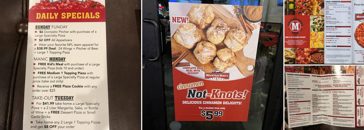 Mountain Mike's Pizza Menu