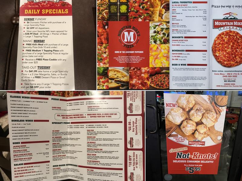 Mountain Mike's Pizza Menu