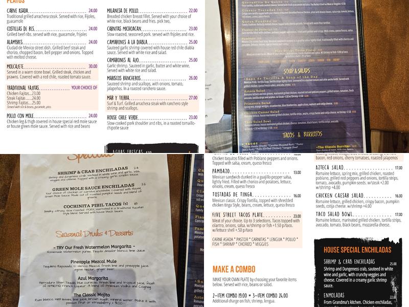 Sabor A México Menu