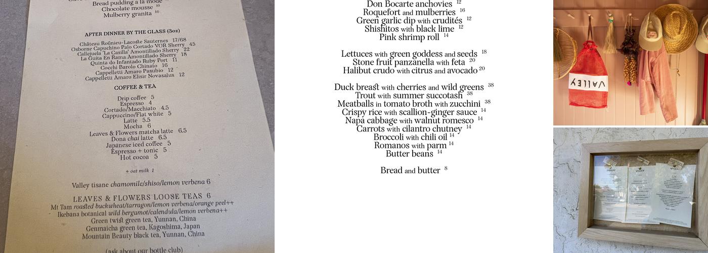 Valley Menu