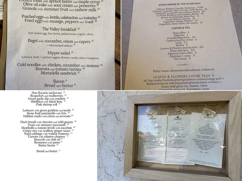 Valley Menu
