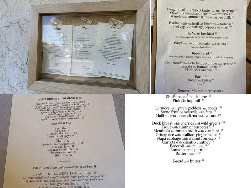 Valley Menu