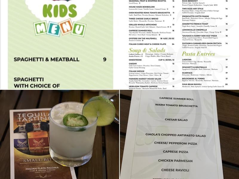 Giaola Italian Kitchen Menu