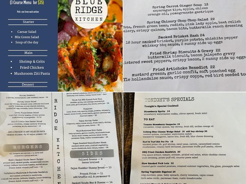 Blue Ridge Kitchen Menu