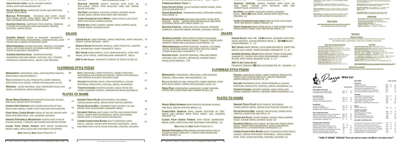 Carson Piazza Bar Menu