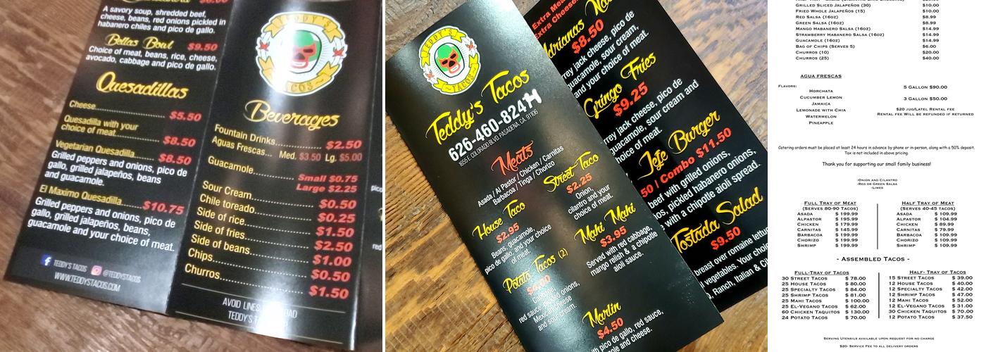 Teddy's Cocina Menu