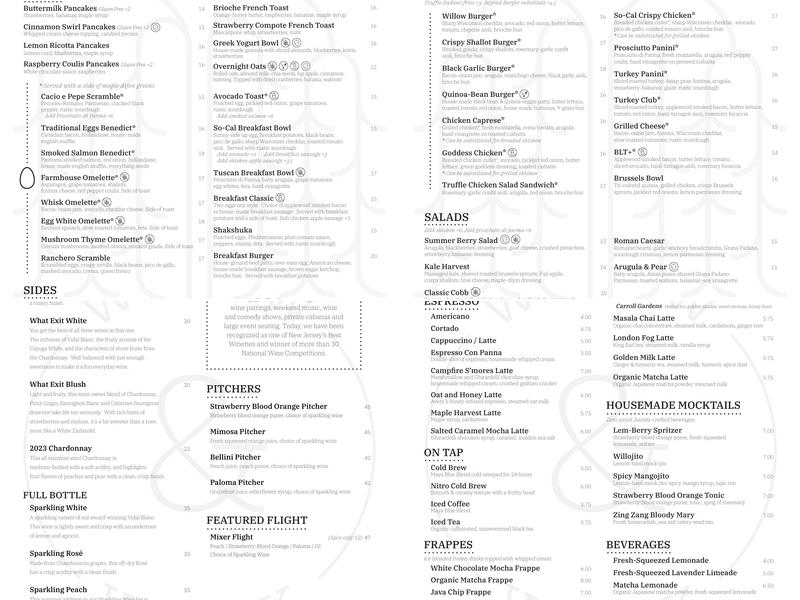 Willow & Whisk Menu