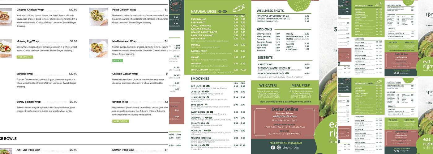 Sproutz Menu