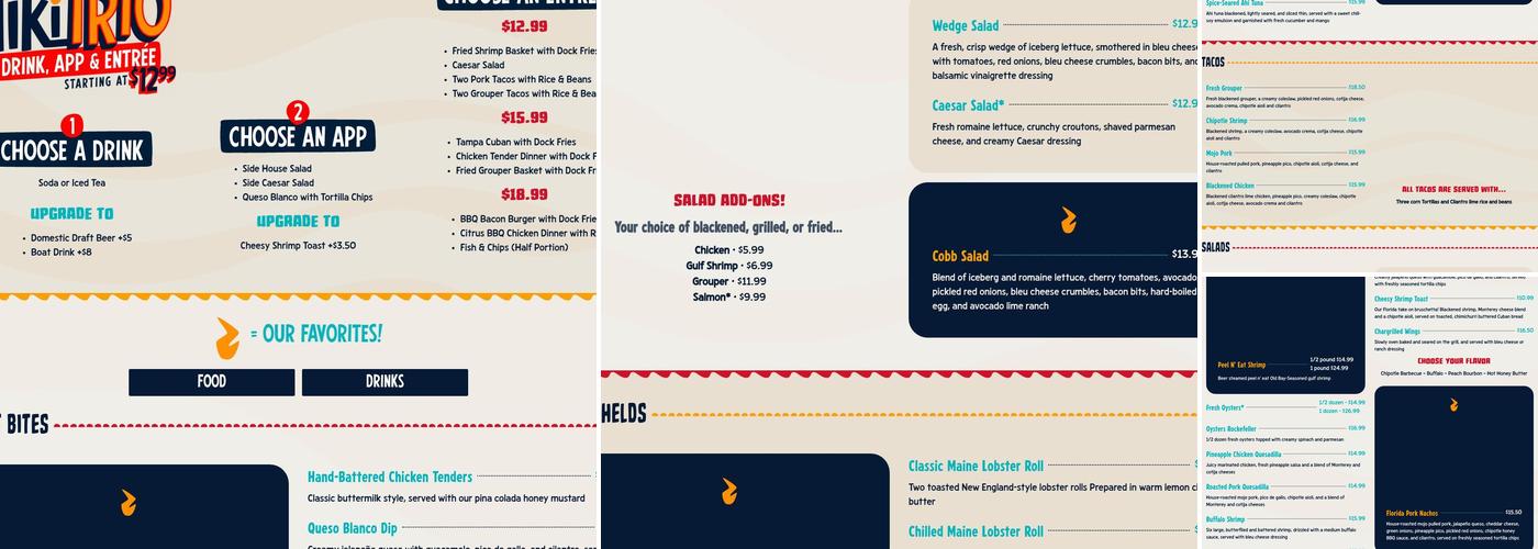 Tiki Docks Skyway Menu