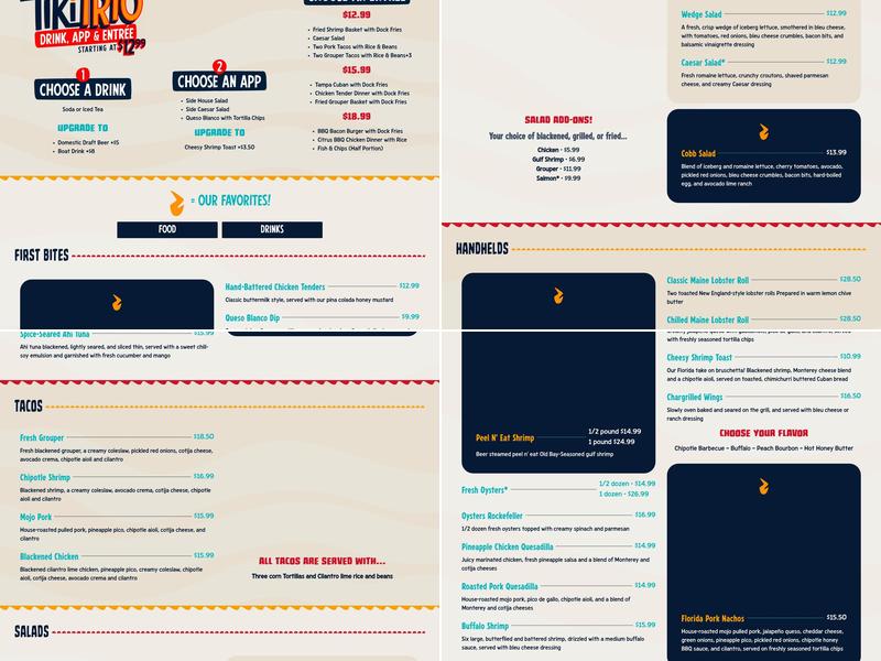 Tiki Docks Skyway Menu