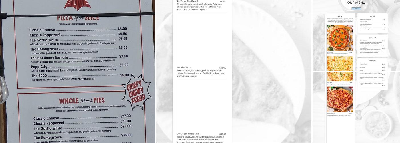 Glide Pizza Menu