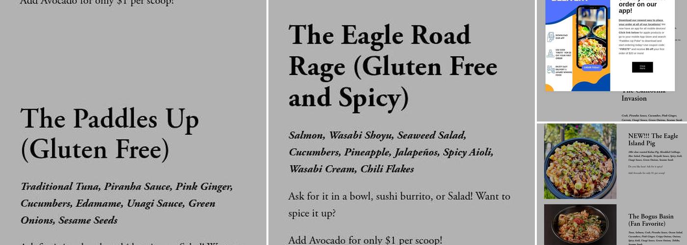 Paddles Up Poke Nampa Menu