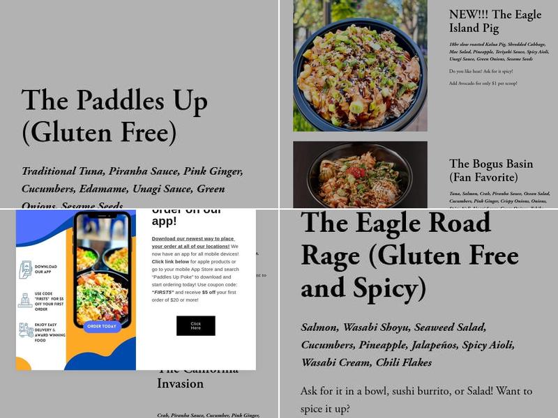 Paddles Up Poke Nampa Menu