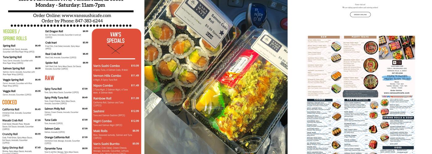 Van's Sushi Cafe Menu