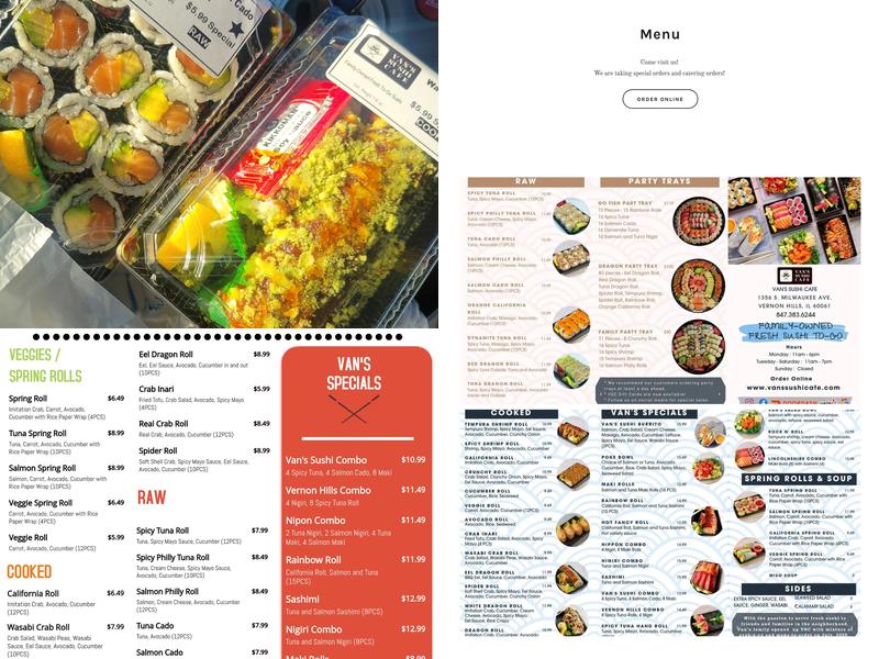 Van's Sushi Cafe Menu