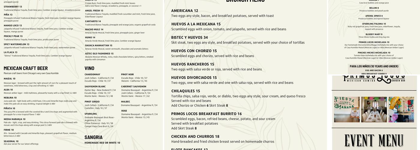 Primos Locos Menu