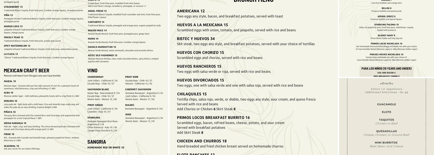 Primos Locos Menu