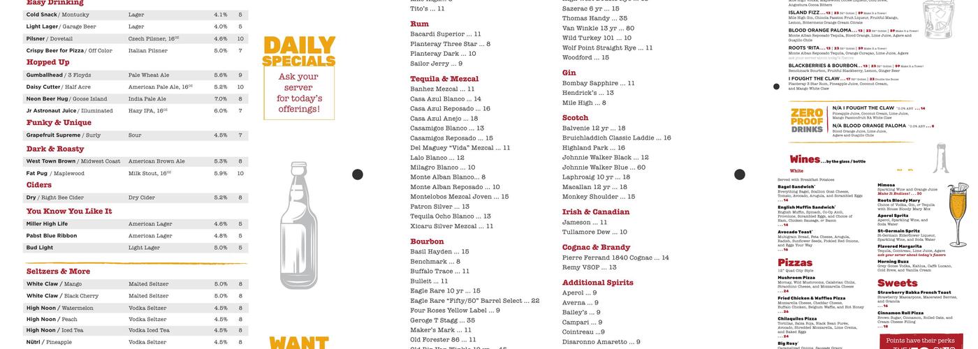 Roots Handmade Pizza - South Loop Menu