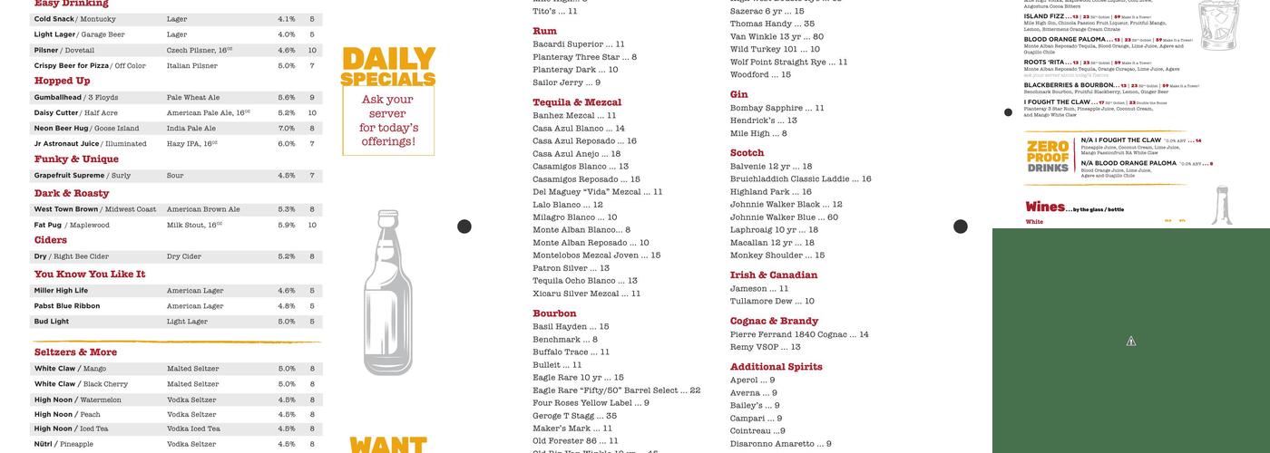 Roots Handmade Pizza - South Loop Menu