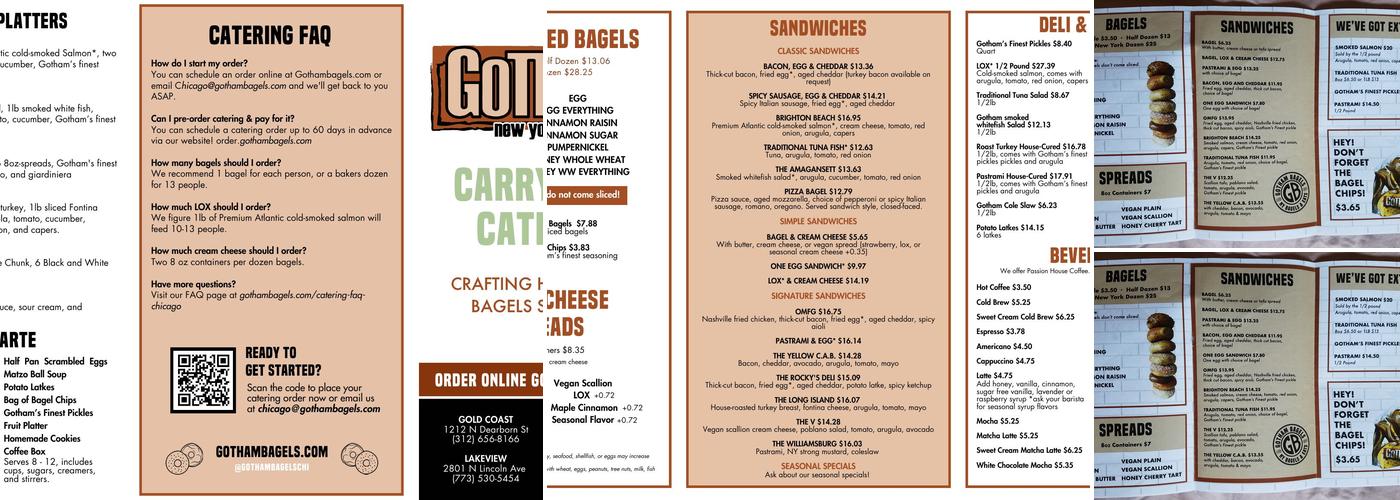 Gotham Bagels Menu