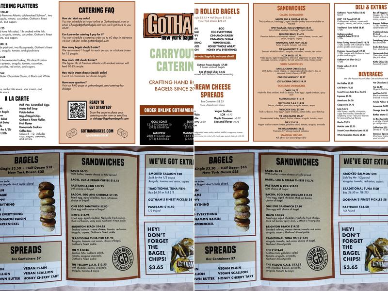 Gotham Bagels Menu