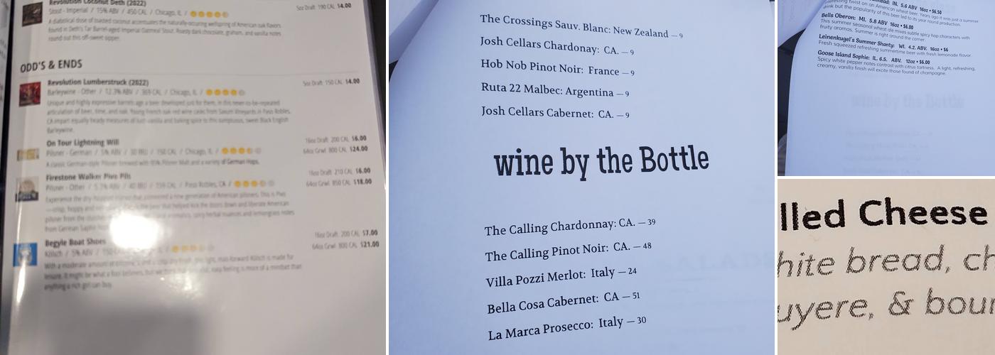 First Draft Grayslake Menu