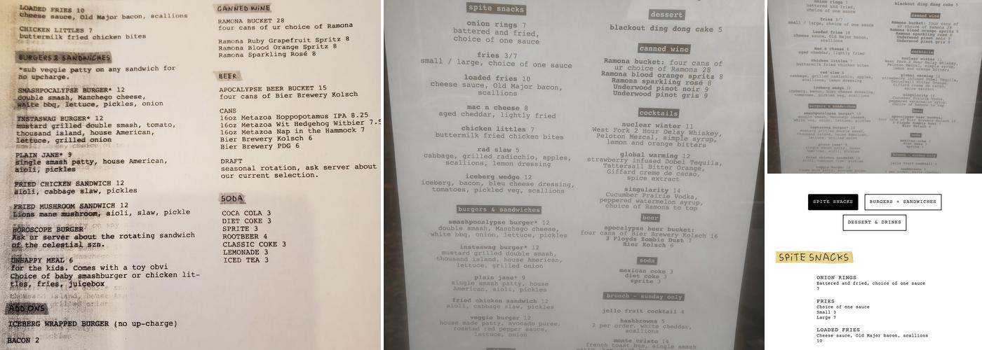 Apocalypse Burger Menu