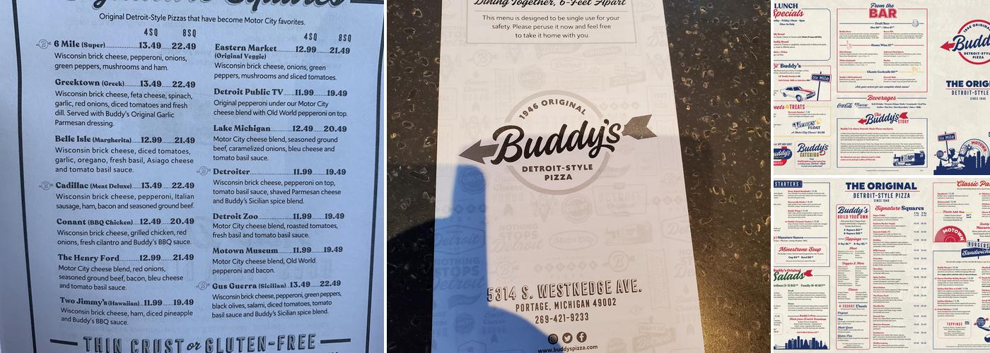 Buddy's Pizza Menu
