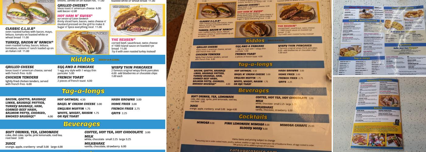 Sugar n’ Spice Menu