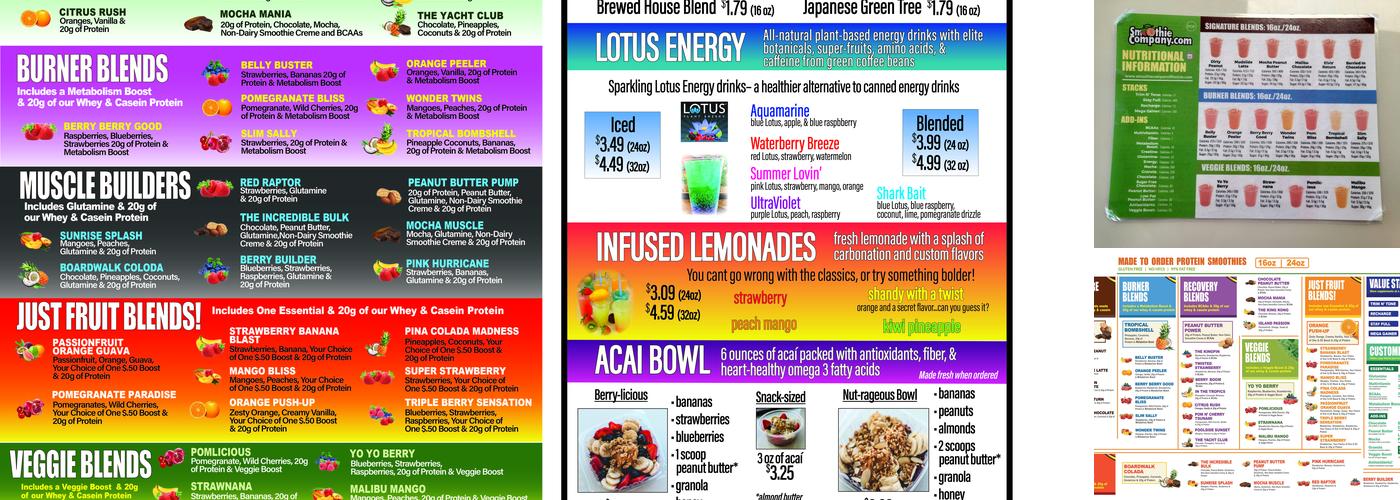 Blenderz Smoothie and Yogurt Bar Menu