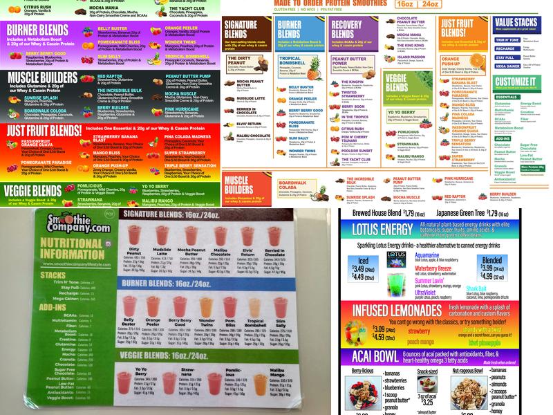 Blenderz Smoothie and Yogurt Bar Menu